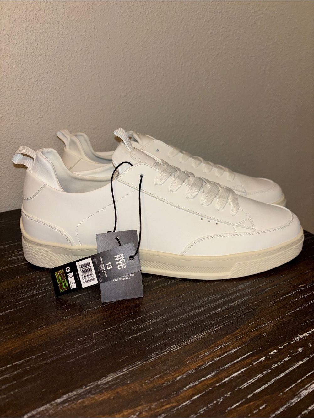 Madden NYC Men’s White Low-Top Leather Sneakers - Clean Minimal Style 13